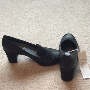 Dr. Scholl’s black leather chunky heels.